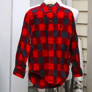 Polo Ralph Lauren Boy's Black Buffalo Plaid Cotton Classic Flannel Shirt Size 4T